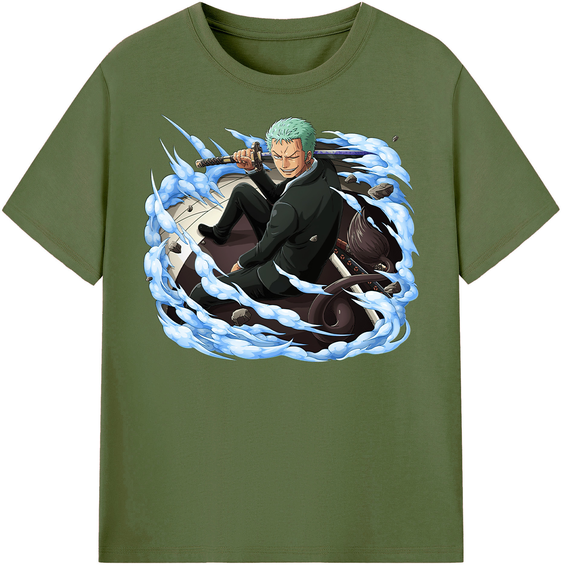 ワンピース ロロノア・ゾロ ONE PIECE Roronoa Zoro 綿100％半袖Tシャツ（フロントプリント）